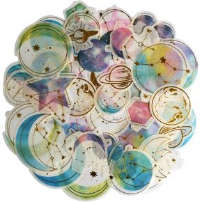 kawaii الذهب ختم اشي ملصق مجموعة كوكبة النجوم السماء كوكب النجوم ملصقات لسكرابوكينغ يوميات الفن الحرفية مخطط يوميات ألبوم بطاقة رسالة مغلف هدية التغليف in Kuwait