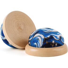 Round Pin Cushion, Wooden Base Cute Needle Pincushions Japanese Style Pin Cushions Needle Holders for Sewing Quilting Accessory or DIY Crafts.Tibetan Blue Golden Flower