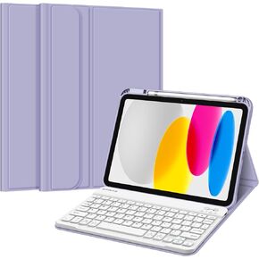 Fintie Keyboard Case for iPad 10th Generation 10.9 Inch Tablet (2022 Release) with Pencil Holder - Soft TPU Back Cover with Magnetically Detachable Bluetooth Keyboard, Backlight/Composition