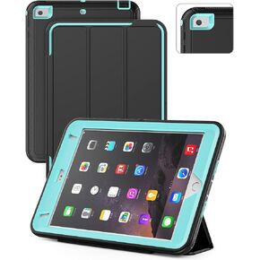 SEYMAC for iPad Mini 5 / Mini 4 Case 7.9", Sturdy Heavy Duty Shockproof Protection Folio Stand Case with Smart Cover Auto Sleep/Wake for iPad Mini 5th / 4th Generation, Black