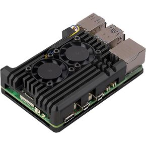 Aluminum Alloy Armor Heatsink Case for Raspberry Pi 5 8GB/4GB, Pi5 Aluminium Alloy Case with Dual Quiet Cooling Fans for Better Heat Dissipation
