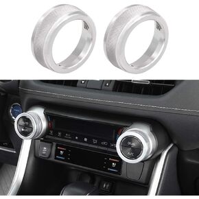 Thor-Ind Centre Console AC Air Conditioning Knob Cover Trim Ring for Toyota RAV4 2019 2020 2021 (Black)