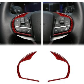 SUNJIKA Compatible with 2PCS Carbon Fiber Center Console Button Panel Decoration Sticker Cover Trim Interior Accessories for Ford Explorer 2020 2021 2022 (Red)