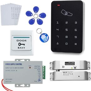 RFID Door Access Control System Keypad +NC Electric Drop Bolt Lock+Power Supply+Exit Button +10pcs Fobs/Cards
