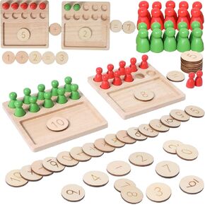 ألعاب TEUVO Montessori عد Peg Board للأطفال الذين تتراوح أعمارهم بين 3 4 5 6 سنوات من العمر، مواد التلاعب بالرياضيات مونتيسوري، لعبة إضافة وطرح خشبية للفصول الدراسية المنزلية والمدرسة النهارية in Kuwait