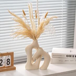 Noevay Ceramic Vase Set Modern Vase 2 Pack Minimalist Decor vase, Irregular Ceramic Vase Modern vase are Suitable for Dining Table Decor, Kitchen, Living Rooms, Bedrooms, Offices (Cream White)