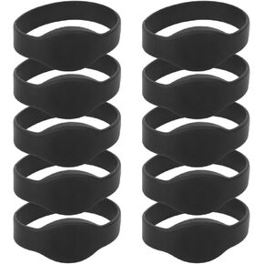 10pcs RFID Wristband, RFID Bracelet RFID Wristband Silicone Bracelet IP68 Waterproof ID Card Sauna Card Access Control Wristband for Hotel Swimming Pool Sauna Room (Black)
