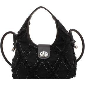 Women Soft Vegan Leather Barrel Bags Large Denim Fringe Hobo Top Handle Work Totes Satchel Handbags Shoulder Purse
