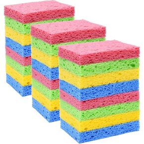 24 Pack Kitchen Sponges Natural Cellulose Compressed Sponges for Cleaning Reusable Dish Sponges Kitchen Non-Scratch DIY for Kids