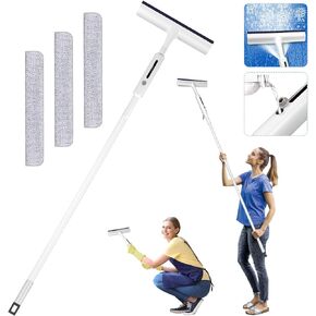 Squeegee for Window Cleaning with Spray- 2024 Upgrade Double Sided Spray Retractable Window Cleaner with 3 Replaceable Pads,Detachable 3 in 1 Household Squeegees Cleaning Mop for Home Window