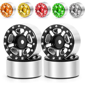 RC-Hub 4Pcs Aluminum Alloy 1.0" Micro Beadlock Wheels for 1/24 Axial SCX24 90081 RC Crawler Car (Black)