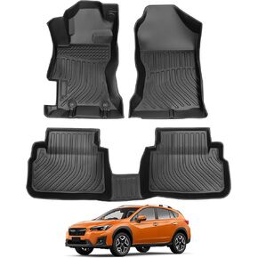 سجادات أرضية TPE لجميع الأحوال الجوية، مناسبة خصيصًا لـ 2018-2023 Subaru Crosstrek/2017-2023 Impreza، أسود، مجموعة من 4 قطع