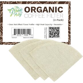 XFasten Organic Hemp Cloth Coffee Filter Cone No. 4, 3-Pack, Reusable | Zero-Waste and Eco-Friendly | All-natural Hemp Cotton Cloth Coffee Filters