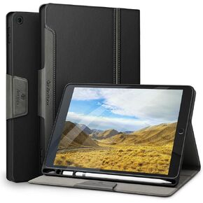 Antbox Case for iPad 9th Generation/iPad 8th Generation with Pencil Holder Vegan Leather Smart Cover for iPad 10.2'' 9th/8th/7th Gen (Black)
