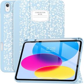 Soke for iPad 10th Generation Case 2022 10.9 Inch with Pencil Holder, [Premium Shockproof + Auto Sleep/Wake] with Soft TPU Back Cover, Slim Trifold Stand for A2696 A2757 A2777, Butterfly Blossom