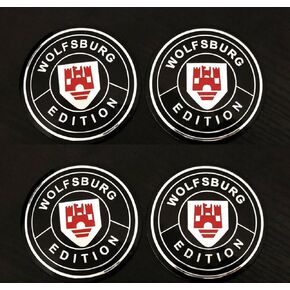 4Pc Wolfsburg Edition Emblem Car Wheel Center Hub Cap 3D Badge Decal Sticker Replacment for Wolfsburg (Red)