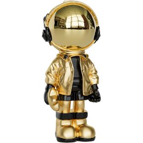 Figurine Statue Small Astronaut Sculpture Spaceman Decor,Sculptures Home Decor,Resin Arts Gold and Black Shelf Decoration,Table Decor,Small Spaceman Mini Figure Ornament Give Gifts