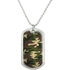 GRAPHICS & MORE Green Camouflage Military Dog Tag Pendant Necklace with Chain