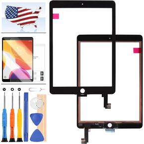 Screen Replacement for iPad Air 2 2nd Gen 9.7 A1566 A1567 Touch Screen Digitizer Glass Repair Parts Kits,(Not LCD, NO Instructions) Include Tempered Glass (Black)