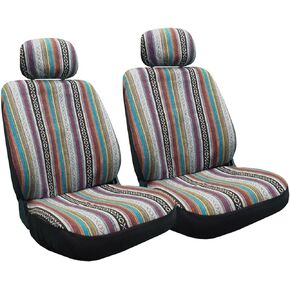 4 Pc Universal Baja Inca Saddle Mexican Blanket Front Seat Covers Pair Low Back