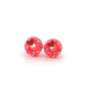 Pink Sprinkle Donut Stud Earrings Metal-Free Plastic Posts