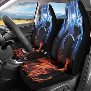 HUGS IDEA American Flag Print Car Seat Covers for Women Men Front Seats Only,Universal Fit for Most Cars,SUVs,Trucks or Van,Set of 2