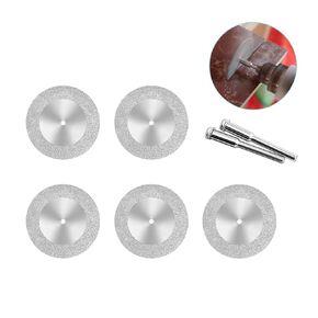 Diamond Cutting Wheel Discs 5Pcs 60mm with Mandrels 1/8 Inch Shank Stone Blade Small Rotary Tool Ideal for Cuts Glass Plastic Jade Metal Stone Tile Tiles Marble Rotary Cutter (2.36in)