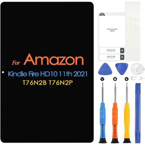 Screen Replacement for Amazon Kindle Fire HD 10 11th Gen 2021 T76N2B Digitizer for Fire HD10 Plus LCD Screen Display T76N2P Touch Screen Assembly with Tools(Black)