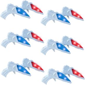 Liberty Imports World's Smallest Space Guns - Mini Light Up Flashing Ray Blasters with Retro Sound Effects - Ideal for Kids Bulk Party Favors (12 Pack)