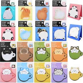 16 Pads Creative Sticky Notes, Cute Animal Note Book Set, Note Paper Tearable Small Book Memo Sticky Notes Book Tabs, Writable and Pasteable Note for School, Office in Kuwait