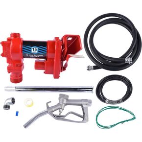 20GPM 12V Blue Fuel Transfer Pump with Discharge Hose & Manual Nozzle + Fuel Flow Meter for Transfer of Gasoline, Diesel, Kerosene, Ethanol & Methanol Blends & Biodiesel