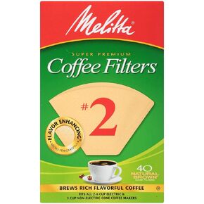 Melitta #2 Cone Coffee Filters, Natural Brown, 40 Count