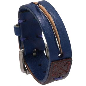 Punk Rock Retro Adjustable Belt Buckle Wristband Split Design Pu Leather Cuff Bracelet