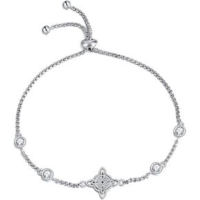 Celtic Bracelet Sterling Silver Religious Witches Knot Link Chain Bracelets Jewelry Gifts for Women Girls