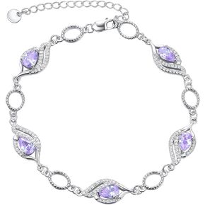 PRAYMOS Birthstone Bracelets for Women Mom Mother's Grandma Sterling Silver Women's Bracelets Birthstone Jewelry Gifts