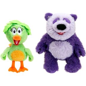 Jada Toys Donkey Hodie 8" Sound Plush Twin Pack - Purple Panda & Duck Duck - Squeeze for Phrases from Preschool Show Donkey Hodie - Ages 3+