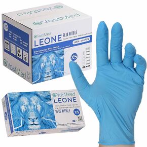 100PCs Dental/Medical Grade Leone Nitrile Exam Gloves by VASTMED | Surgical Gloves 4.0G Finger Tips Texture Disposable Latex/Powder-Free