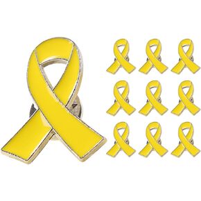 10Pcs Yellow Ribbon Pins Childhood Cancer Awareness Pins Prevention and Awareness Ribbon Pins Yellow Awareness Enamel Pins Ribbon Lapel Pins Brooch Pins for Women Men Cancer Awareness Campaigns Favors