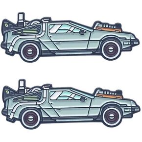 2pc Delorean Sports Car Enamel Pin Brooch Cartoon Time Machine Brooch For Backpacks