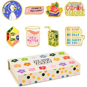 8 Enamel Pin Set, Perfect Brooch For Women And Men, For Showing Your Educator And Teacher Appreciation, Jewelry Lapel Pins Make A Great Teacher Gifts