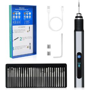 Electric Engraving Pen with 30 Bits, USB Rechargeable Cordless Etching Pen, Professional Mini Carving Machines Portable DIY Rotary Tool Engraver for Jewelry Stone Wood Glass Metal Plastic Resin Model
