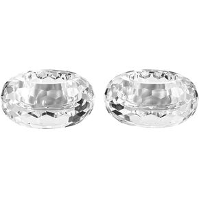Kitcom Crystal Tealight Candle Holders Pack of 2, Hand-Cut Candle Holder Home Decor for Wedding Banquet Dinner 3.2" Diameter x 1.6" High, Clear