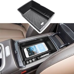 صينية تنظيم وحدة التحكم المركزية EDBETOS متوافقة مع ملحقات Hyundai Santa Fe TM 2021 2022 2023 وSanta Fe SEL 2022 2023 صندوق تخزين مسند الذراع الثانوي الداخلي ABS صينية إدراج، زخرفة سوداء