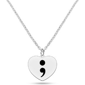 Semicolon Awareness Necklace Suicide Prevention Awareness Jewelry Mental Health Awareness Necklace Inspirational Strength Gift for Cancer Survivor Girl Depression Anxiety Teenager Daughter