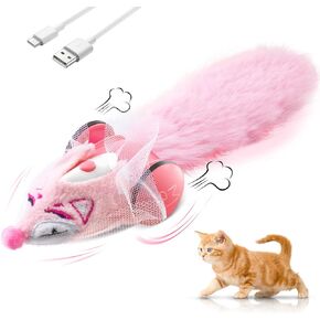 Migipaws Automatic Cat Toys, Plush Cat Mouse Toy, Interactive Toy for Indoor Cats, Smart Moving Kitten Toy, Rechargeable (Pink)