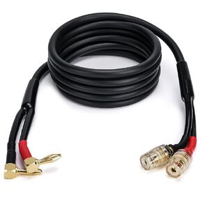 Speaker Cable Wire with Gold-Plated Banana Tip Plugs Extension Audio Cable Adapter (3 Feet)，Male to Female 90 Degree Type Y Plug Speaker Distributor Binding Post