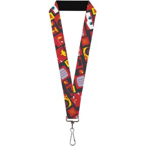 Lanyard Cars Lightning McQueen Icon Blocks Collage Charcoal Multi