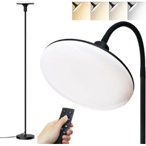 Led Floor Lamp, Bright Sky Torchiere Floor Lamps with Adjustable Gooseneck, Dimmable Floor Reading Lamp with Remote Control, Modern Tall Standing Lamp for Living Room, Bedroom and Office