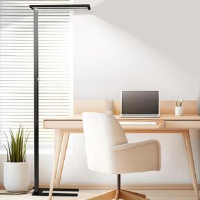 STERREN Eye-Care Led Floor Lamp,76" Tall Office Floor Lamp, 100W Black Modern Free-Standing Lamp,10500LM Bright Reading Lamp for Study Room,Living Room,Meeting Room,4000K