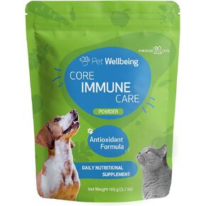 Pet Wellbeing Core Immune Care for Dogs & Cats - Daily Antioxidant Support for Pets of All Ages - Veterinarian Formulated Holistic Immune Support - 3.7 oz (105 g) Powder